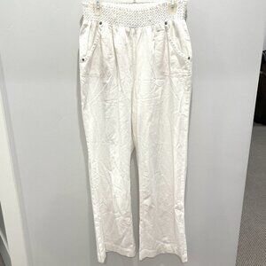 White Straight Flowy Leg Beach Pants By CiSONO Sz XL.
